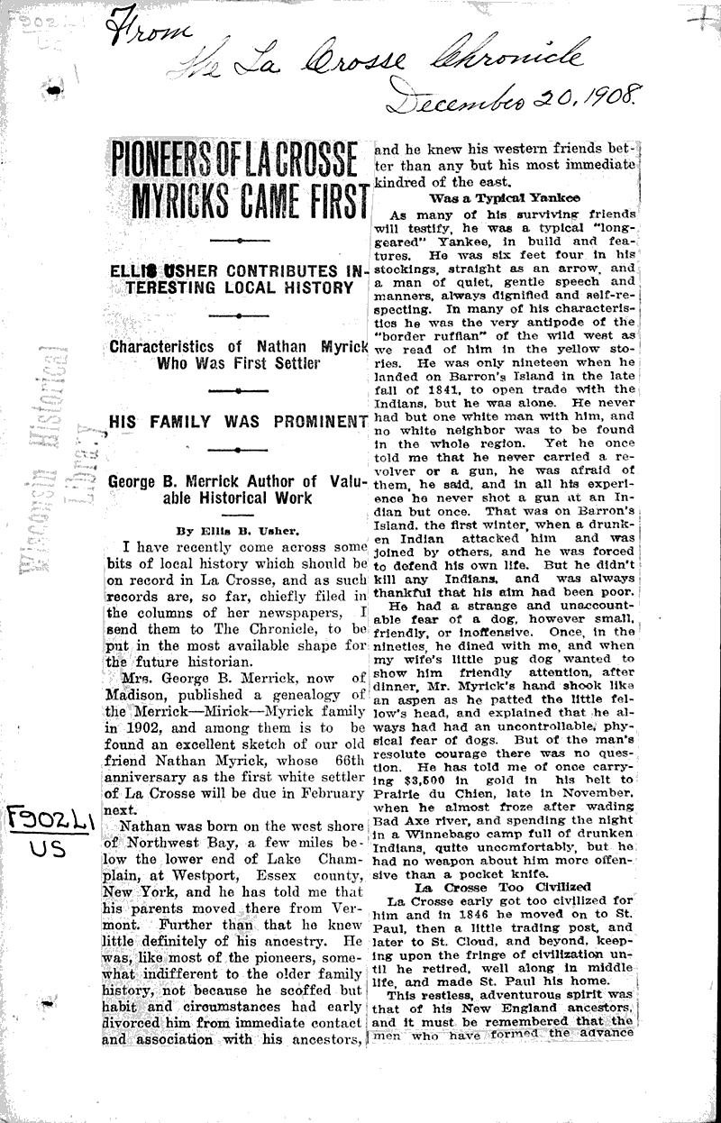  Source: La Crosse Chronicle Topics: Government and Politics Date: 1908-12-20
