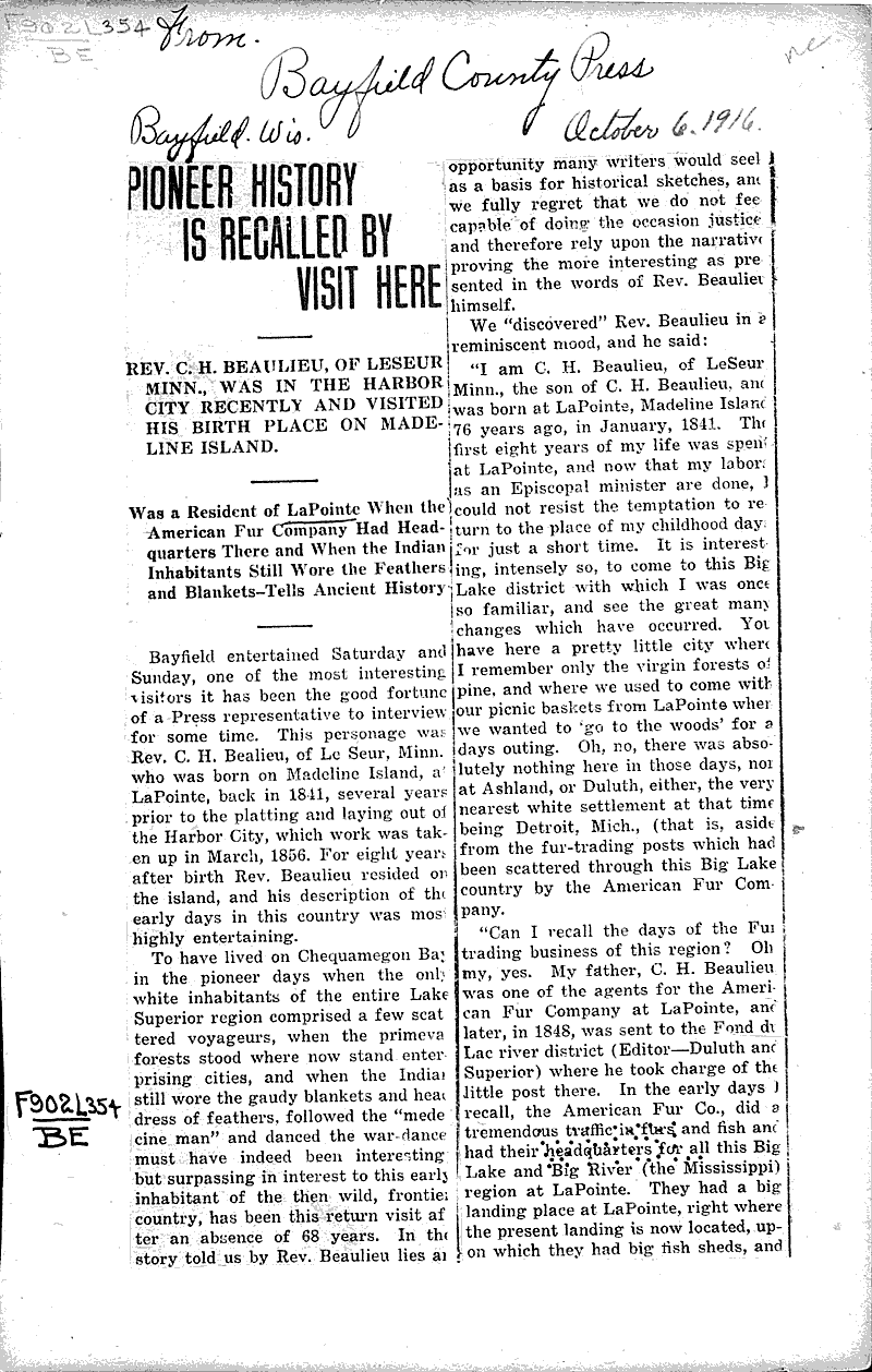  Source: Bayfield County Press Date: 1916-10-06