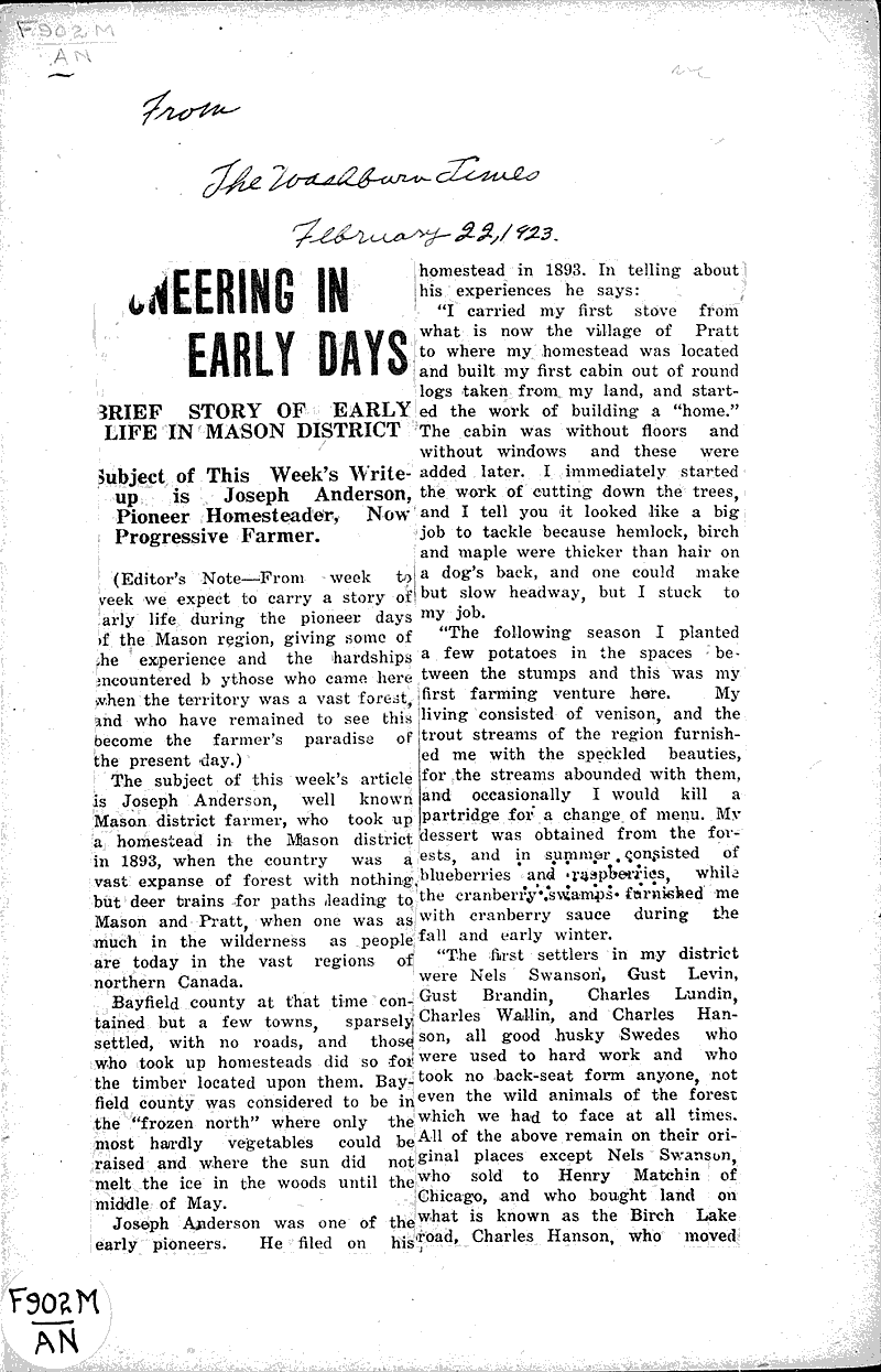 Source: Washburn Times Date: 1923-02-22