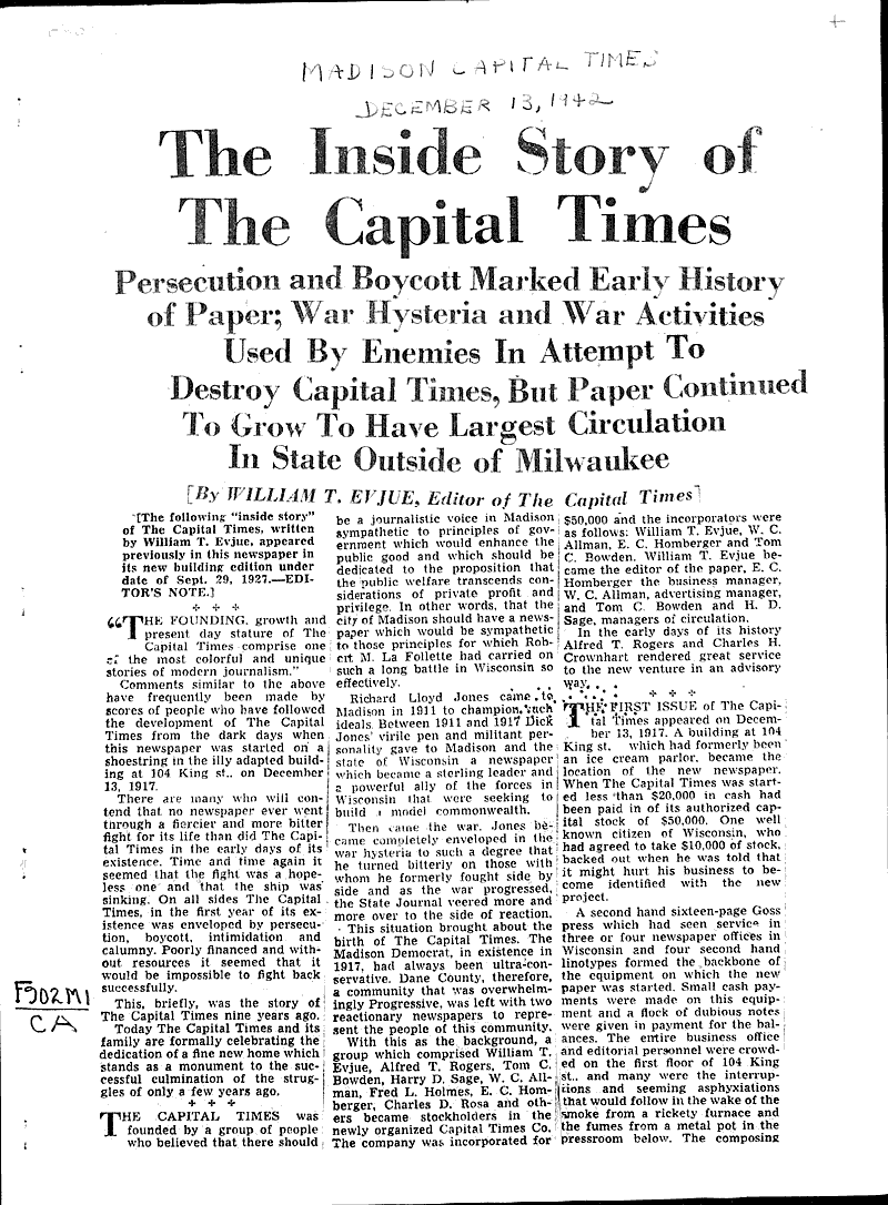  Source: Madison Capital Times Topics: Industry Date: 1942-12-13