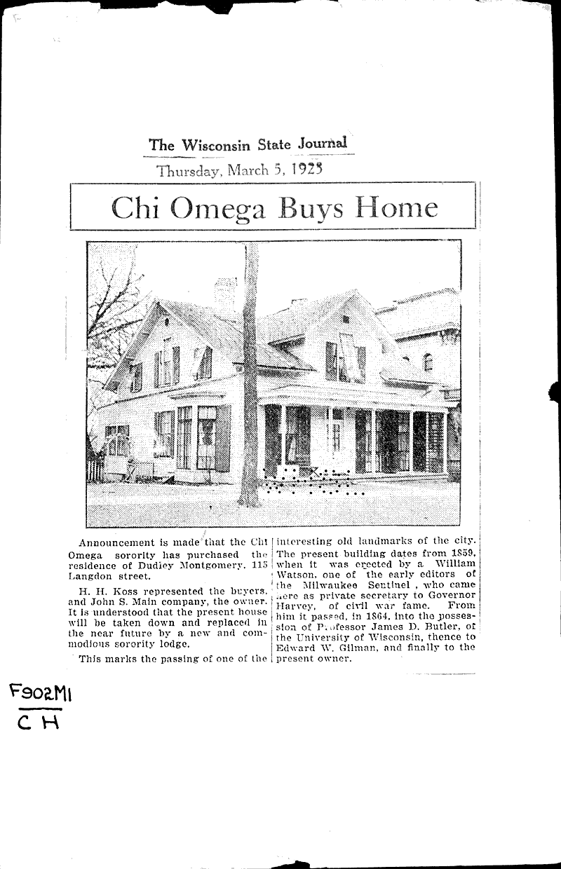  Source: Wisconsin State Journal Topics: Architecture Date: 1923-03-05