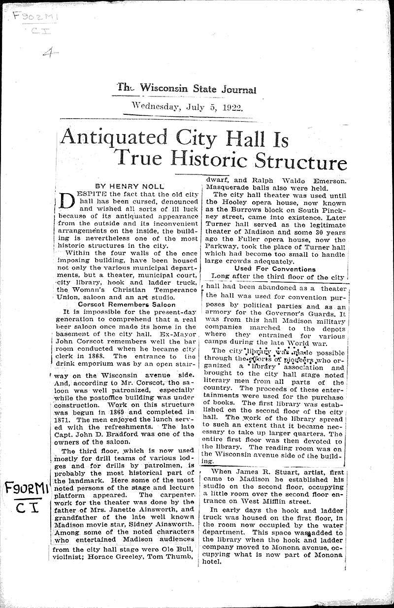  Source: Wisconsin State Journal Topics: Architecture Date: 1922-07-05
