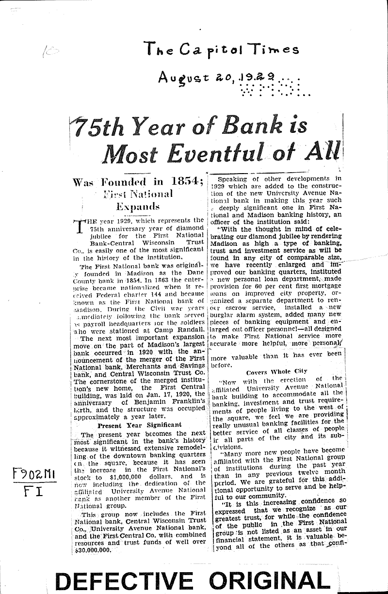  Source: Capital Times Topics: Industry Date: 1929-08-20