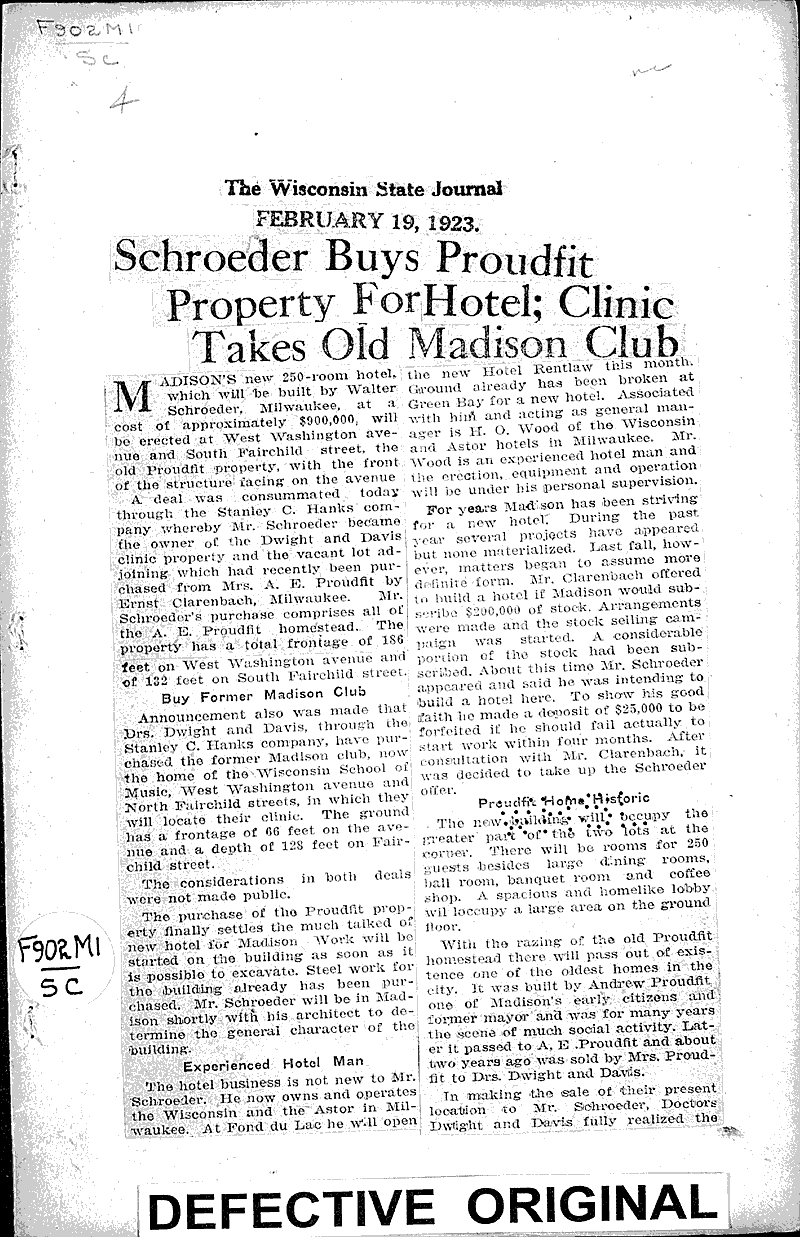  Source: Wisconsin State Journal Date: 1923-02-19