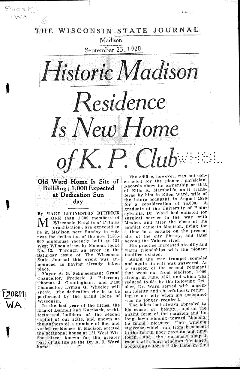  Source: Wisconsin State Journal Topics: Architecture Date: 1928-09-23