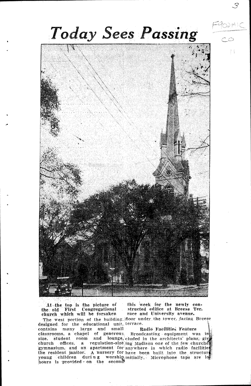  Source: Wisconsin State Journal Topics: Church History Date: 1930-01-12