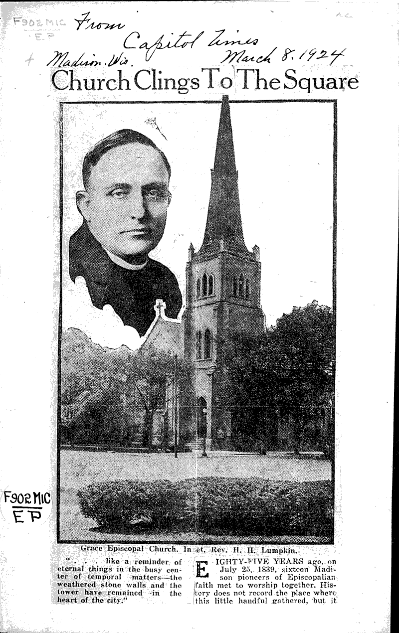  Source: Capital Times Topics: Church History Date: 1924-03-08