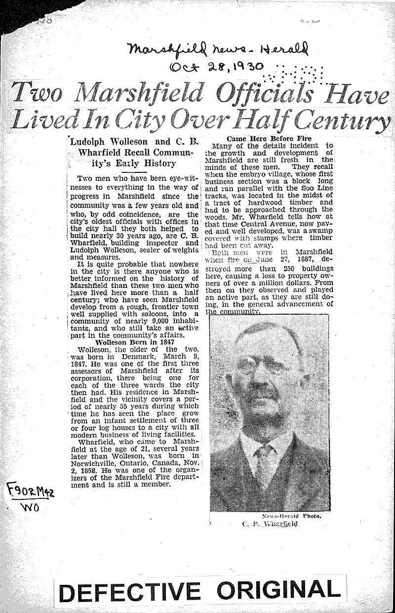  Source: Marshfield News-Herald Date: 1930-10-28
