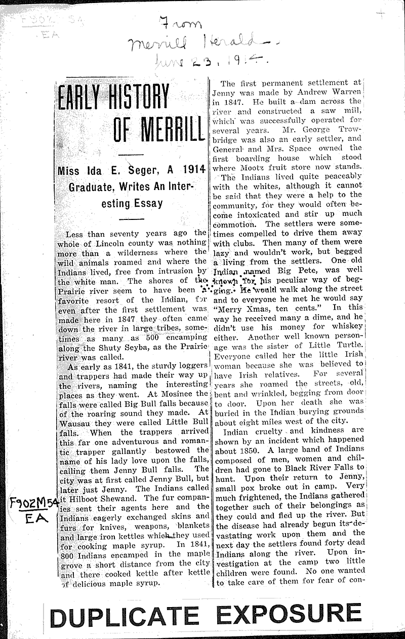  Source: Merrill Herald Topics: Industry Date: 1914-06-23