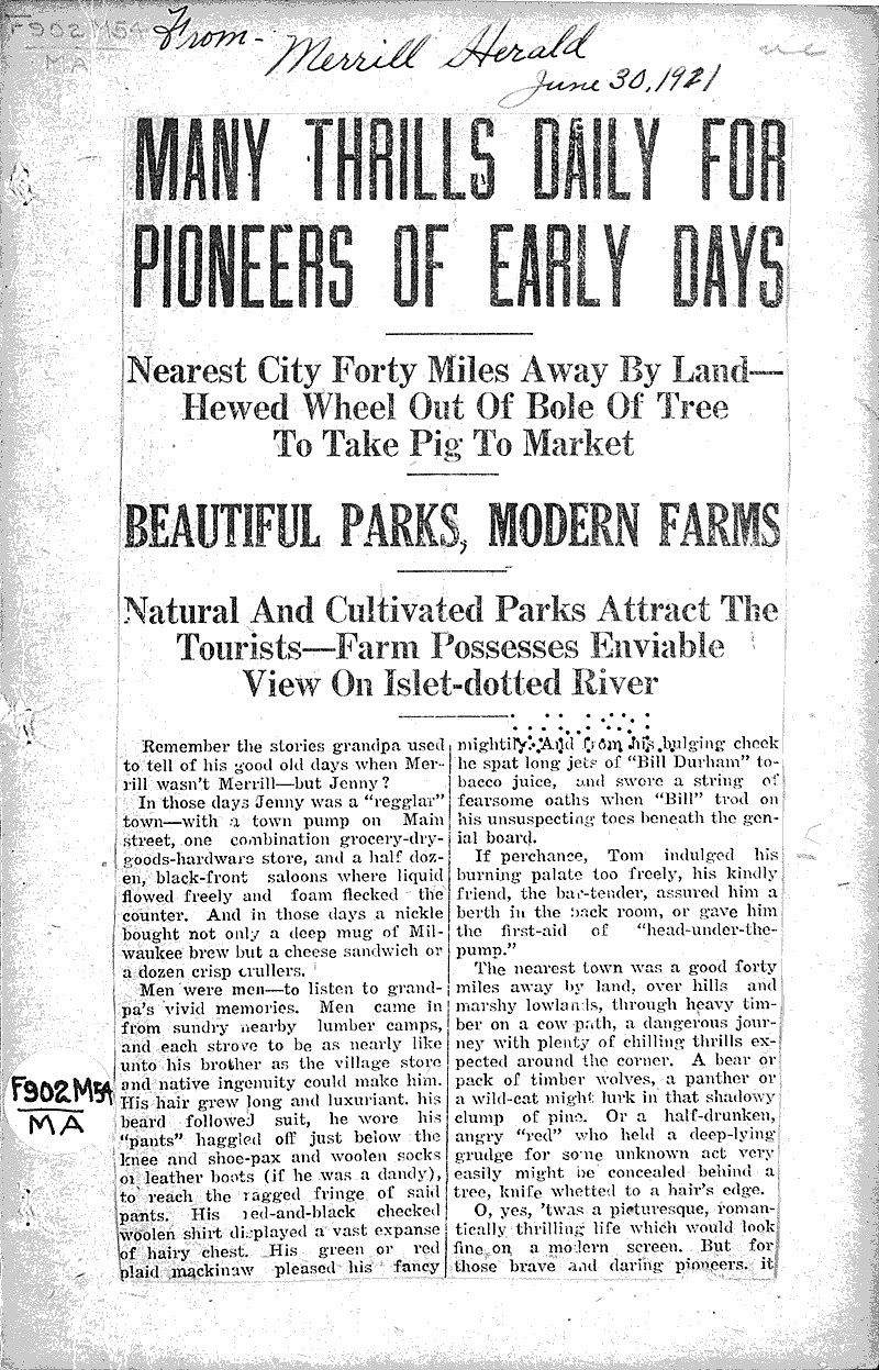  Source: Merrill Herald Topics: Industry Date: 1921-06-30