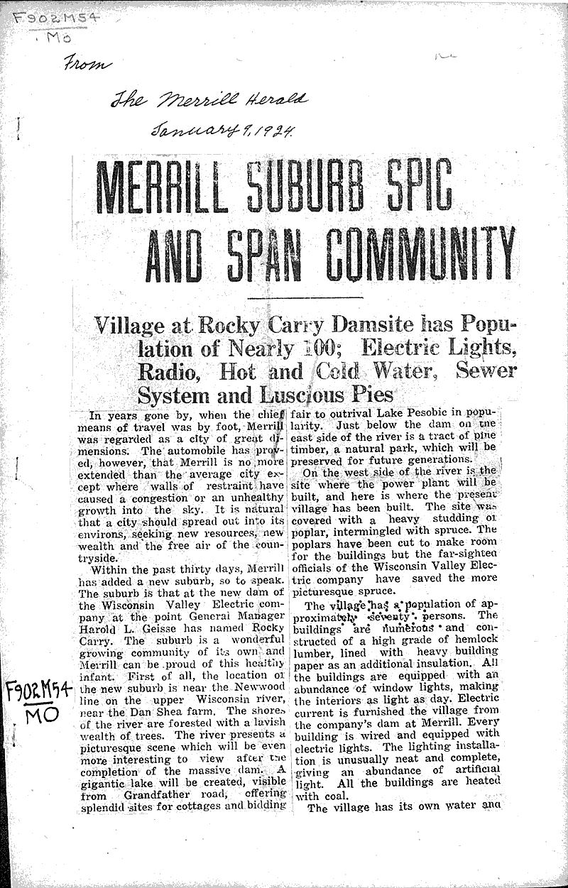  Source: Merrill Herald Topics: Industry Date: 1924-01-09