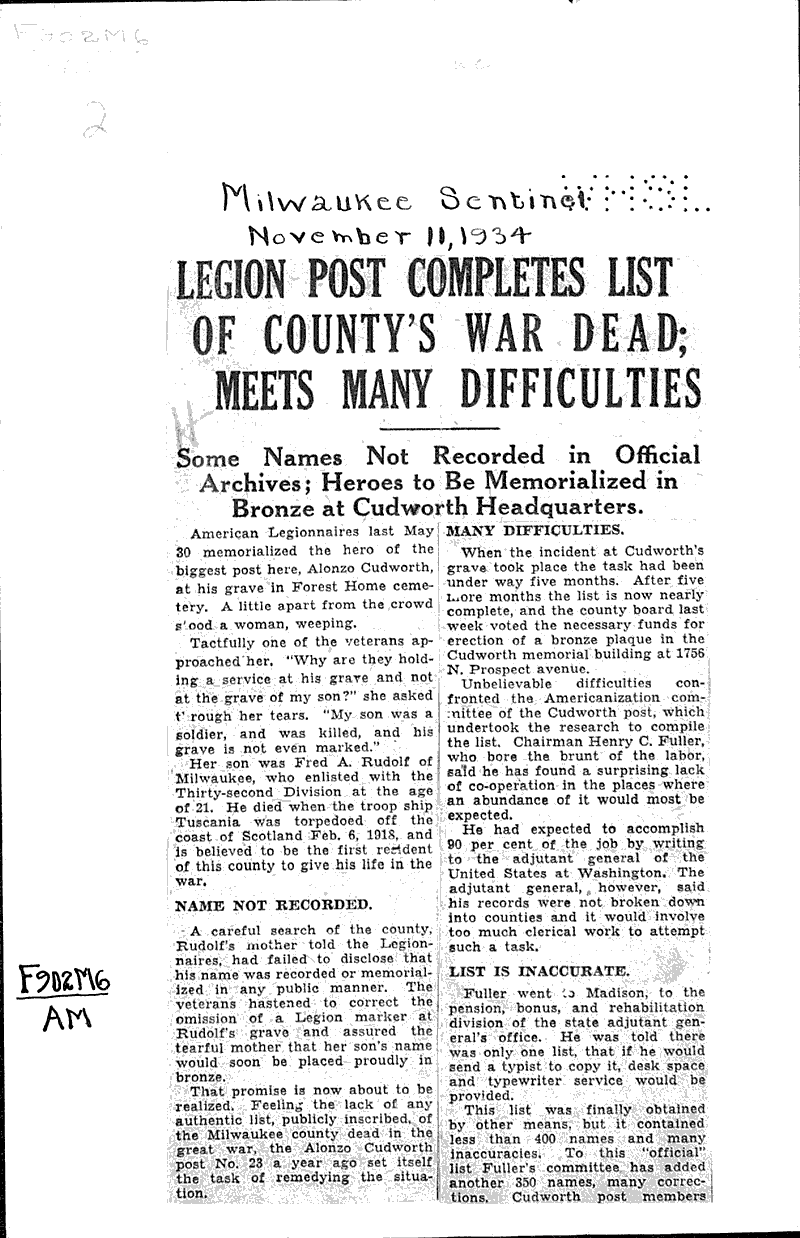  Source: Milwaukee Sentinel Topics: Wars Date: 1934-11-11