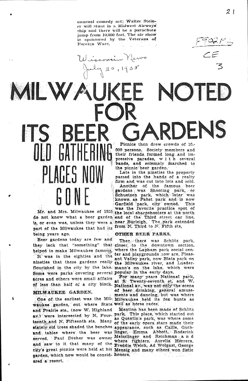  Source: Milwaukee Wisconsin News Topics: Industry Date: 1935-07-20