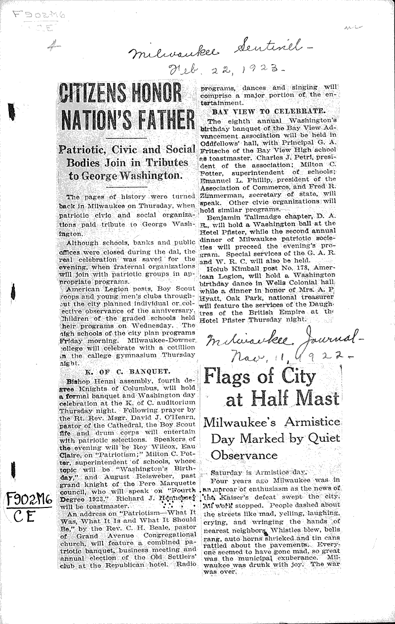 Source: Milwaukee Journal Topics: Wars Date: 1922-11-11