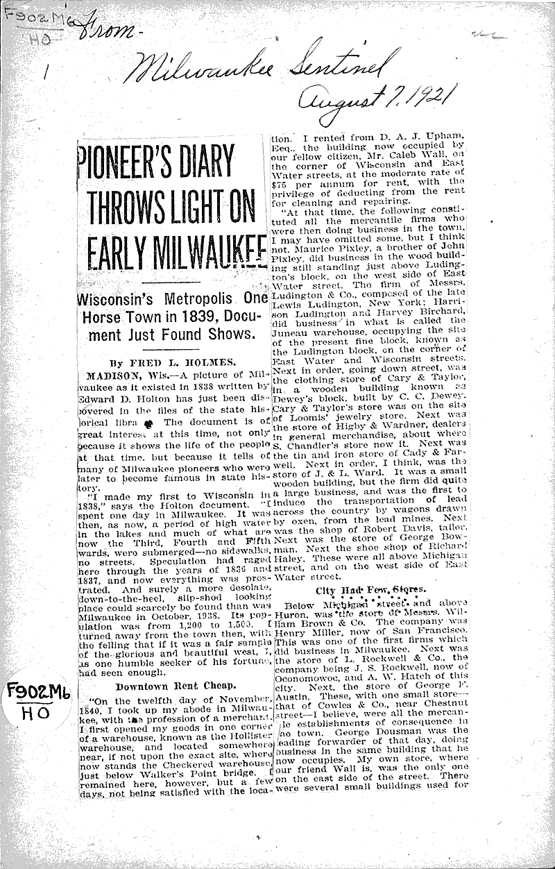  Source: Milwaukee Sentinel Date: 1921-08-07