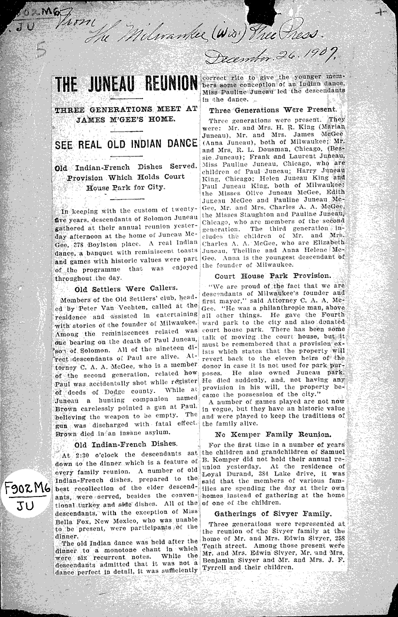  Source: Milwaukee Free Press Topics: Government and Politics Date: 1907-12-26