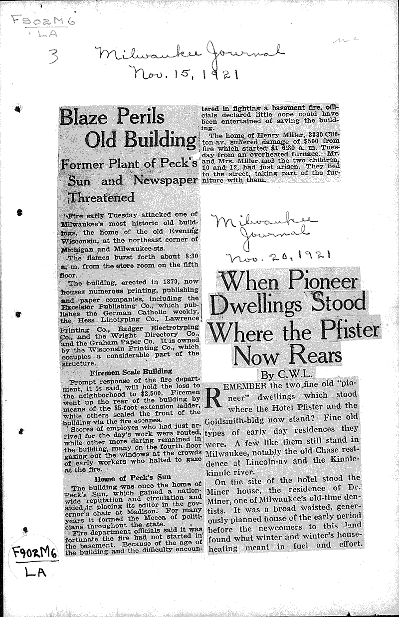  Source: Milwaukee Journal Topics: Architecture Date: 1921-11-15