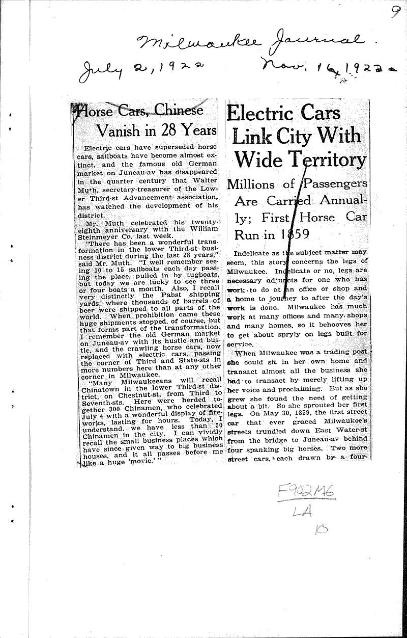  Source: Milwaukee Journal Topics: Transportation Date: 1922-11-16