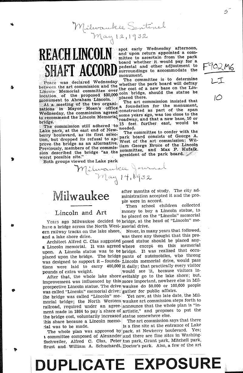  Source: Milwaukee Sentinel Topics: Architecture Date: 1932-05-12