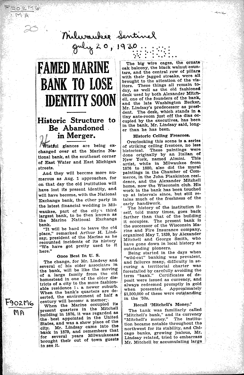  Source: Milwaukee Sentinel Topics: Industry Date: 1930-07-20