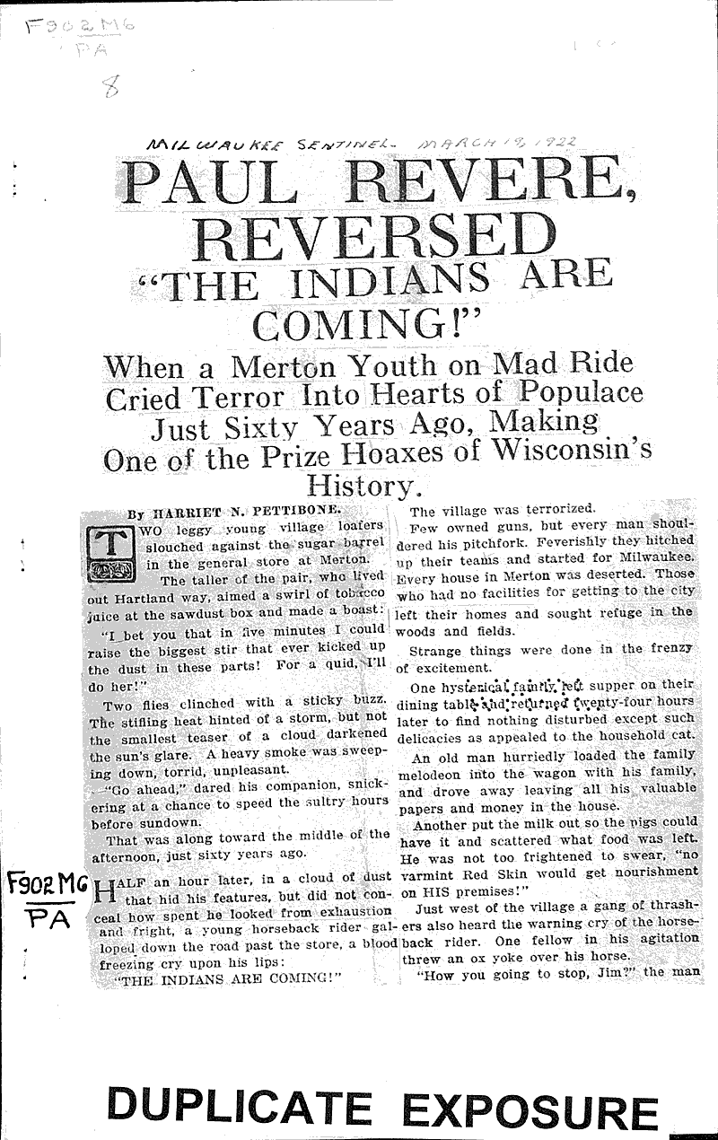  Source: Milwaukee Sentinel Date: 1922-03-19