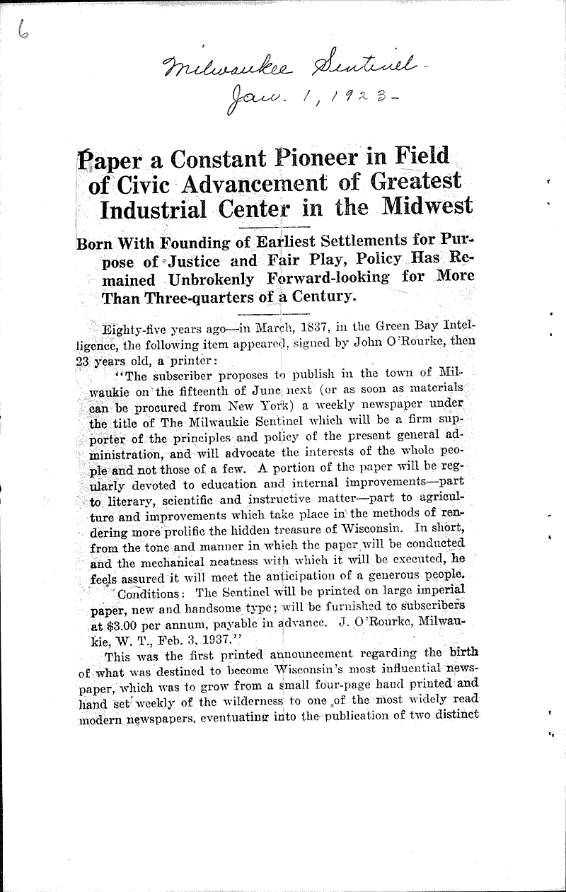  Source: Milwaukee Sentinel Topics: Industry Date: 1923-01-01