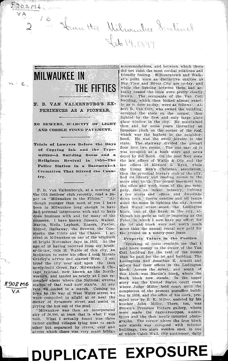  Source: Milwaukee Sentinel Date: 1897-02-14