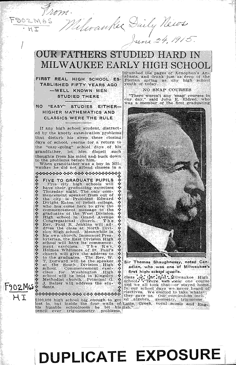  Source: Milwaukee Daily News Topics: Education Date: 1915-06-24