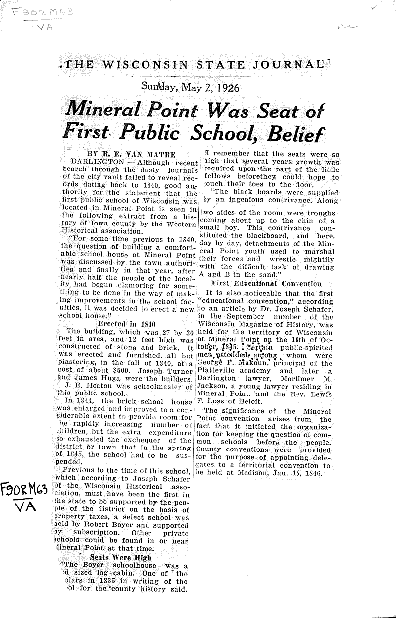  Source: Wisconsin State Journal Topics: Education Date: 1926-05-02