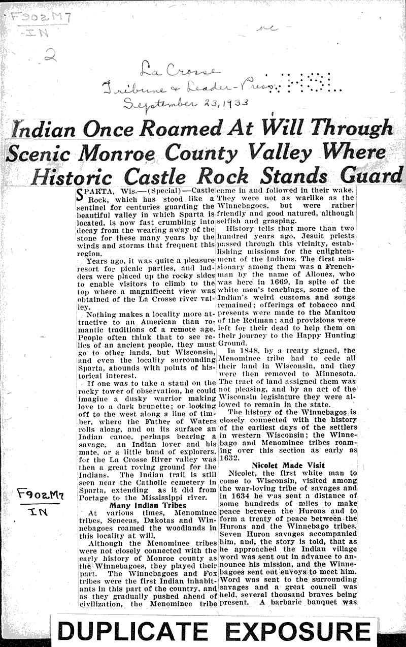 Source: La Crosse Tribune and Leader-Press Topics: Indians and Native Peoples Date: 1933-09-23
