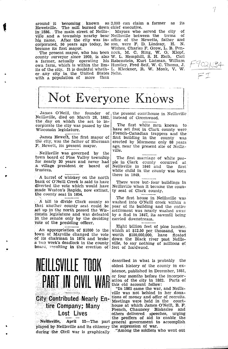 Source: Neillsville Press Topics: Civil War Date: 1932-04-12