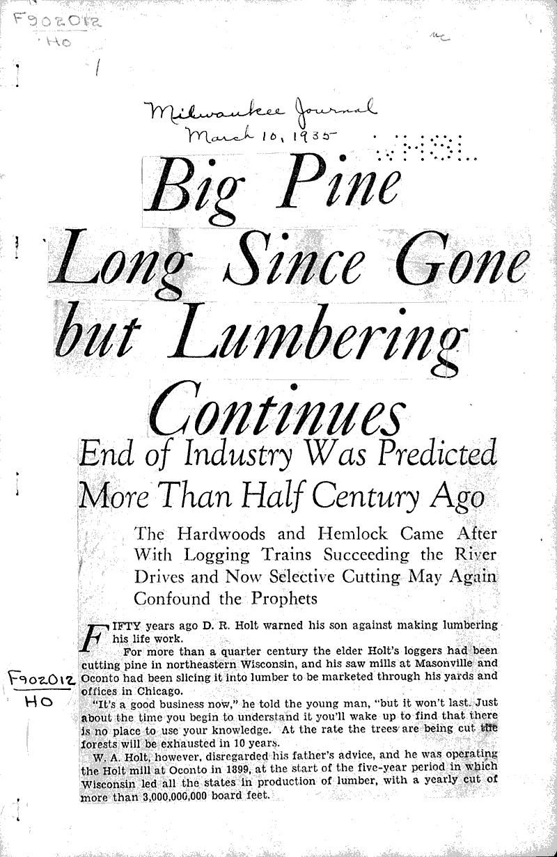 Source: Milwaukee Journal Topics: Industry Date: 1935-03-10