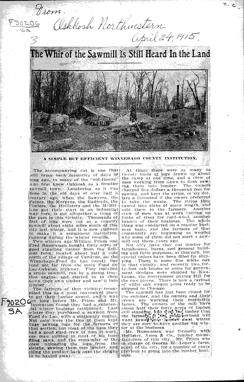  Source: Oshkosh Northwestern Topics: Industry Date: 1915-04-24