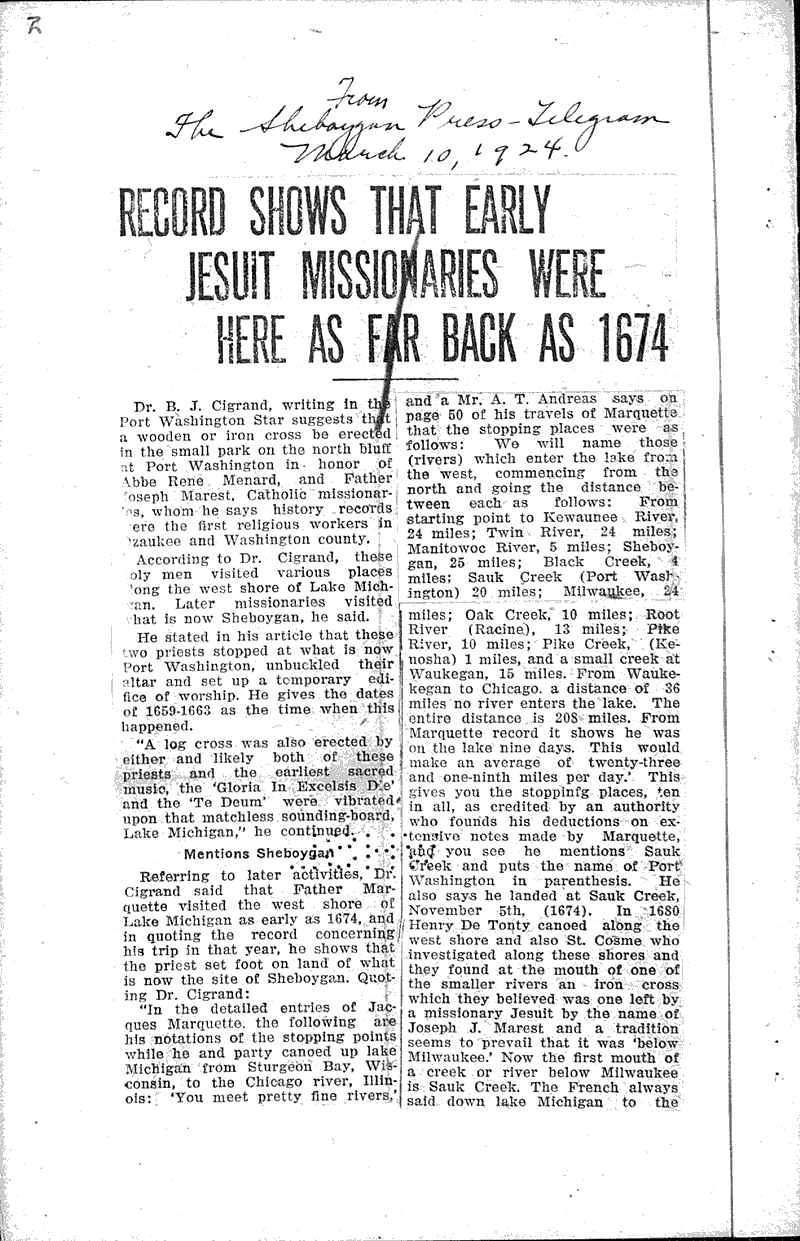  Source: Sheboygan Press-Telegram Topics: Immigrants Date: 1924-03-10
