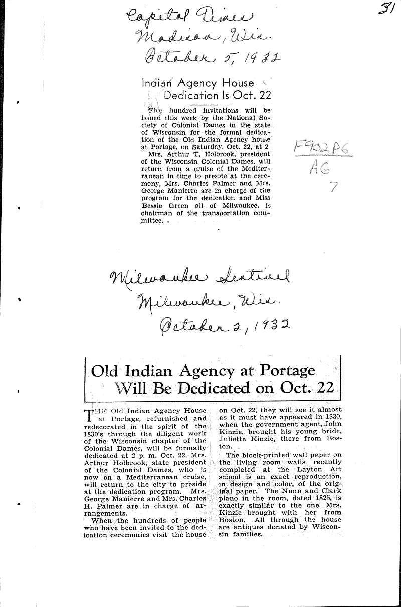 Source: Capital Times Topics: Indians and Native Peoples Date: 1932-10-05