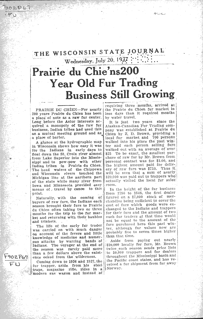  Source: Wisconsin State Journal Topics: Industry Date: 1927-07-20