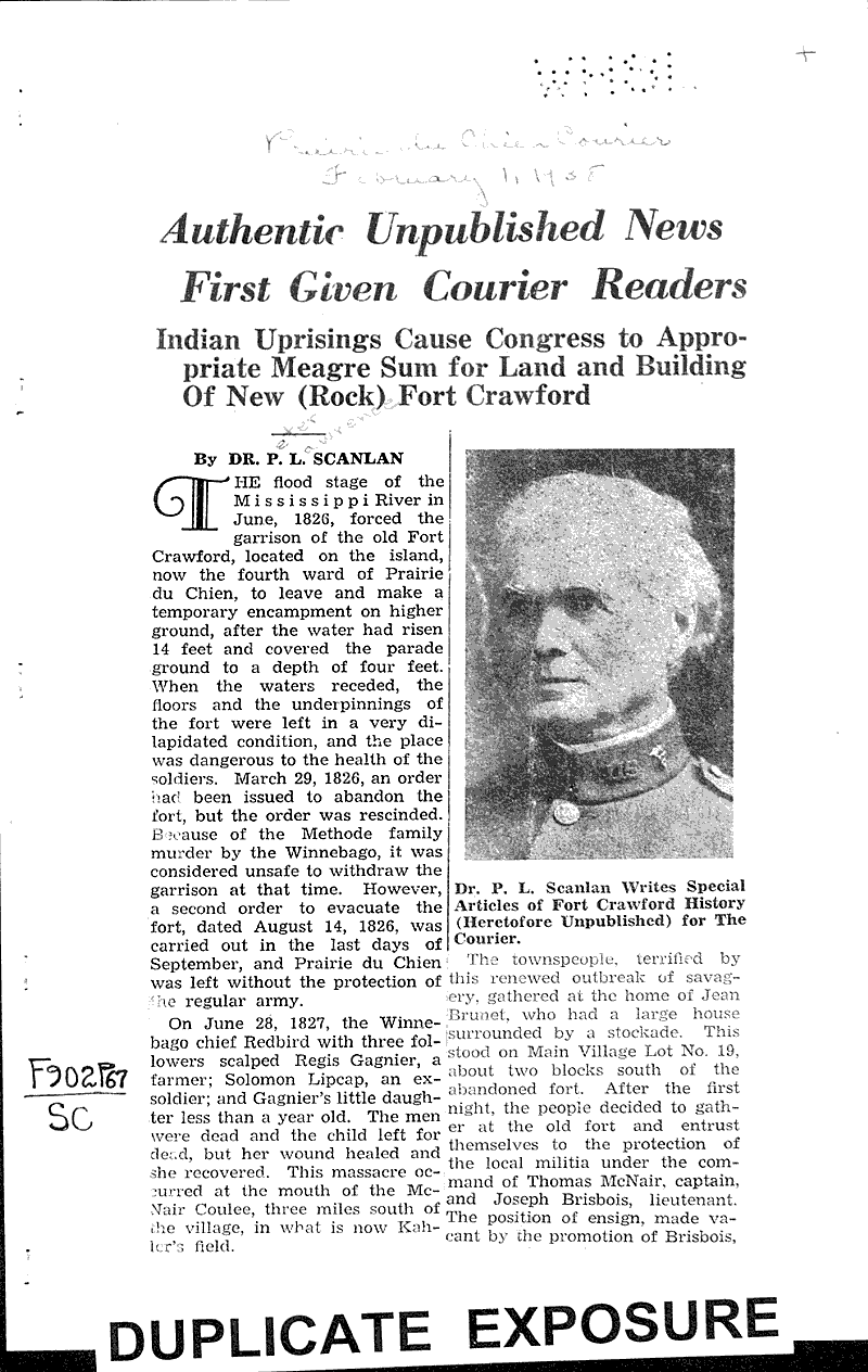  Source: Prairie du Chien Courier Topics: Wars Date: 1938-02-01