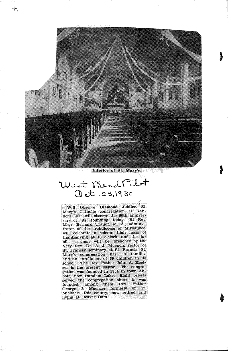  Source: West Bend Pilot Topics: Church History Date: 1930-10-23