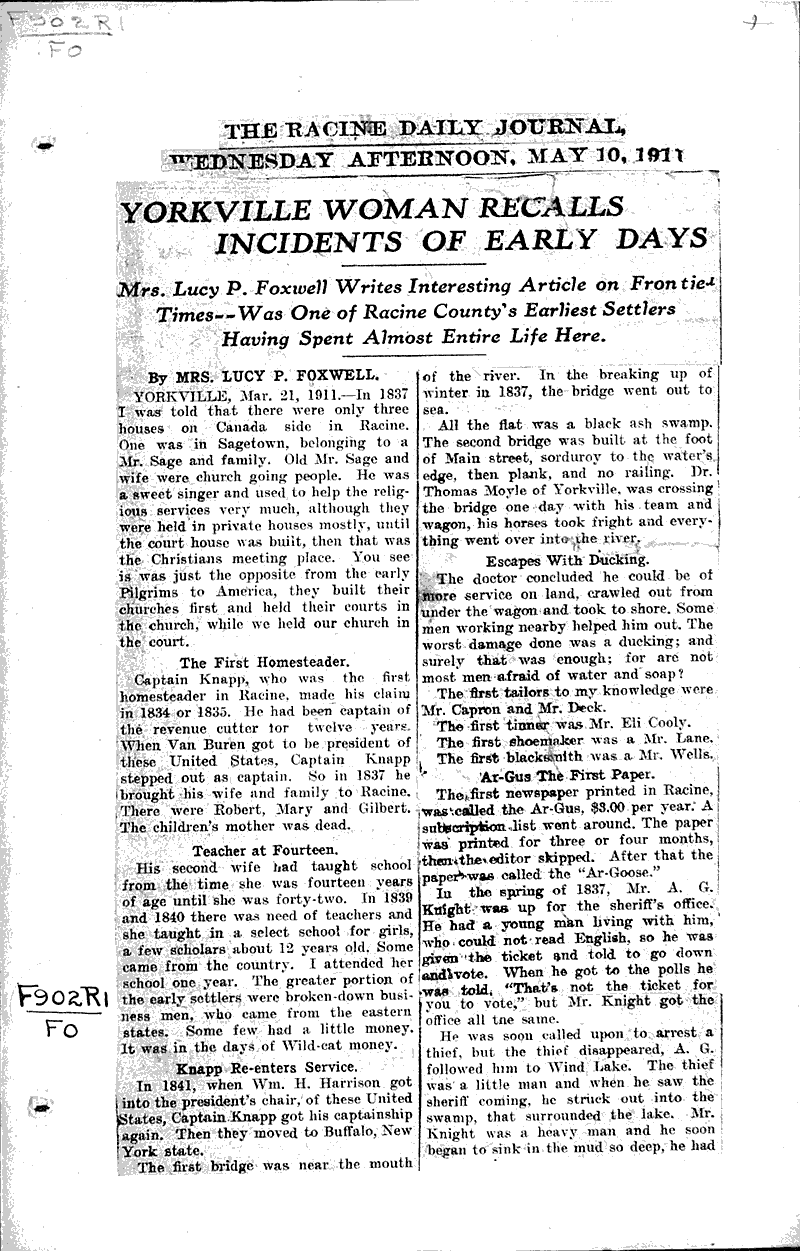  Source: Racine Daily Journal Date: 1911-05-10