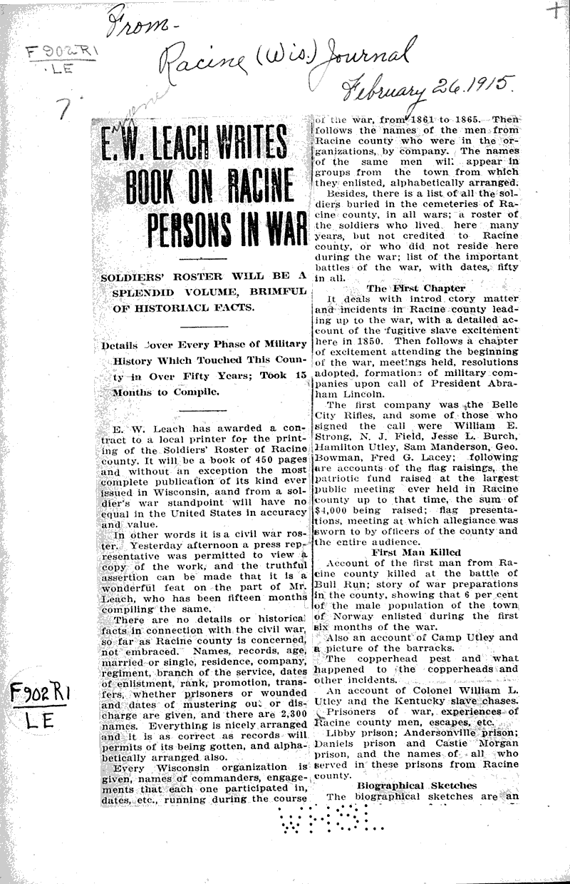  Source: Racine Journal Topics: Wars Date: 1915-02-26