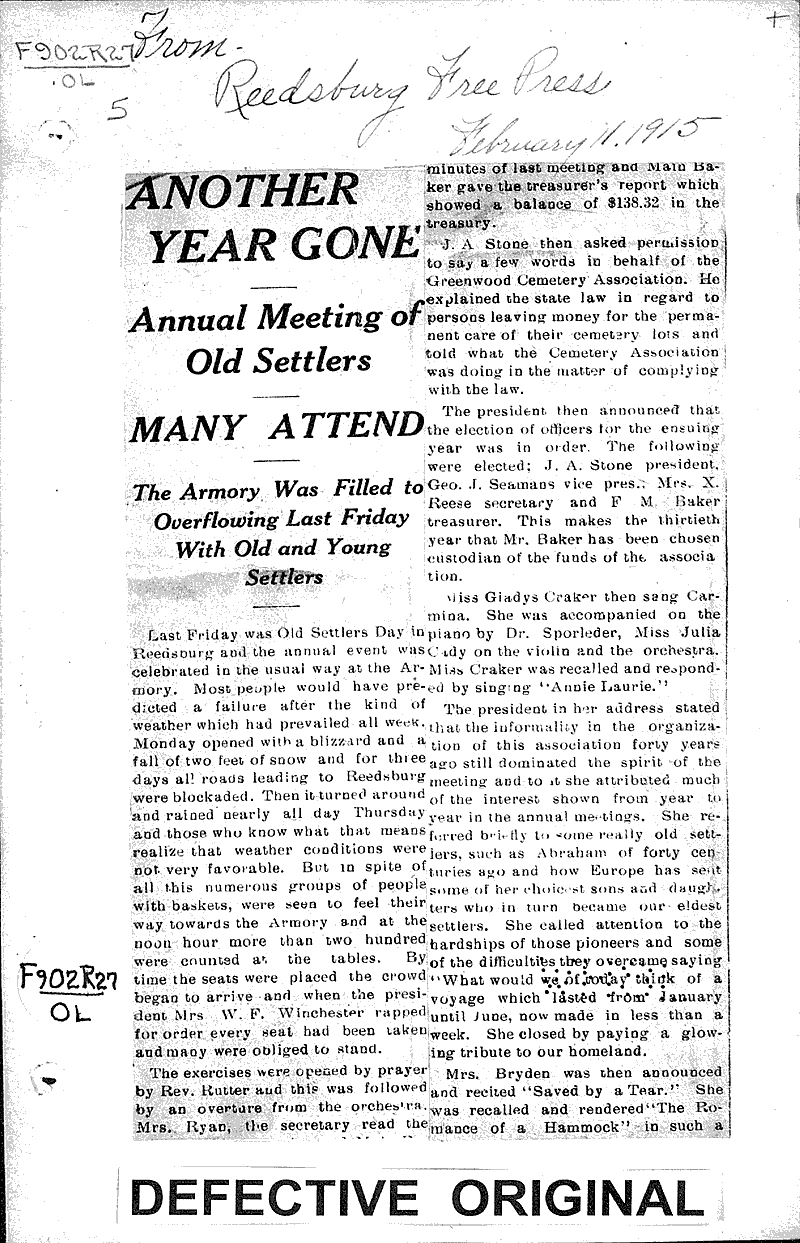  Source: Reedsburg Free Press Date: 1915-02-11