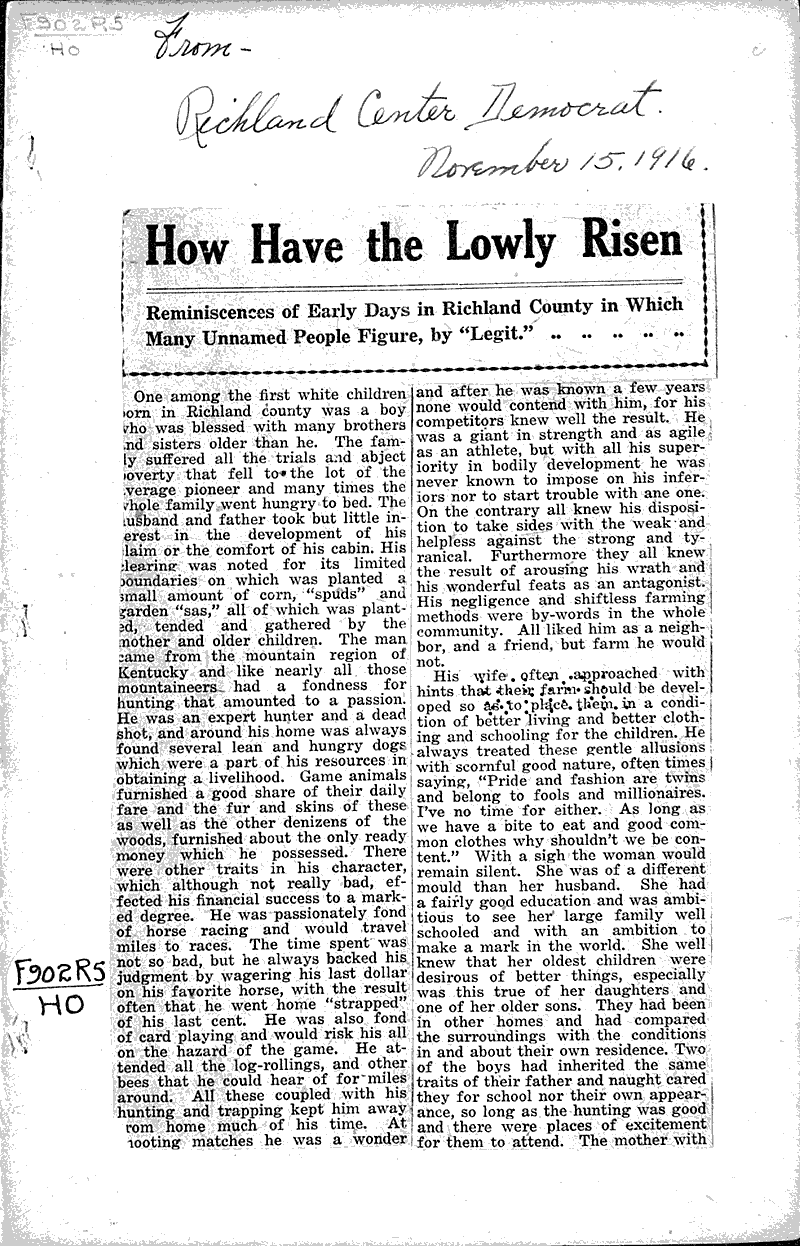  Source: Richland Center Democrat Date: 1916-11-15