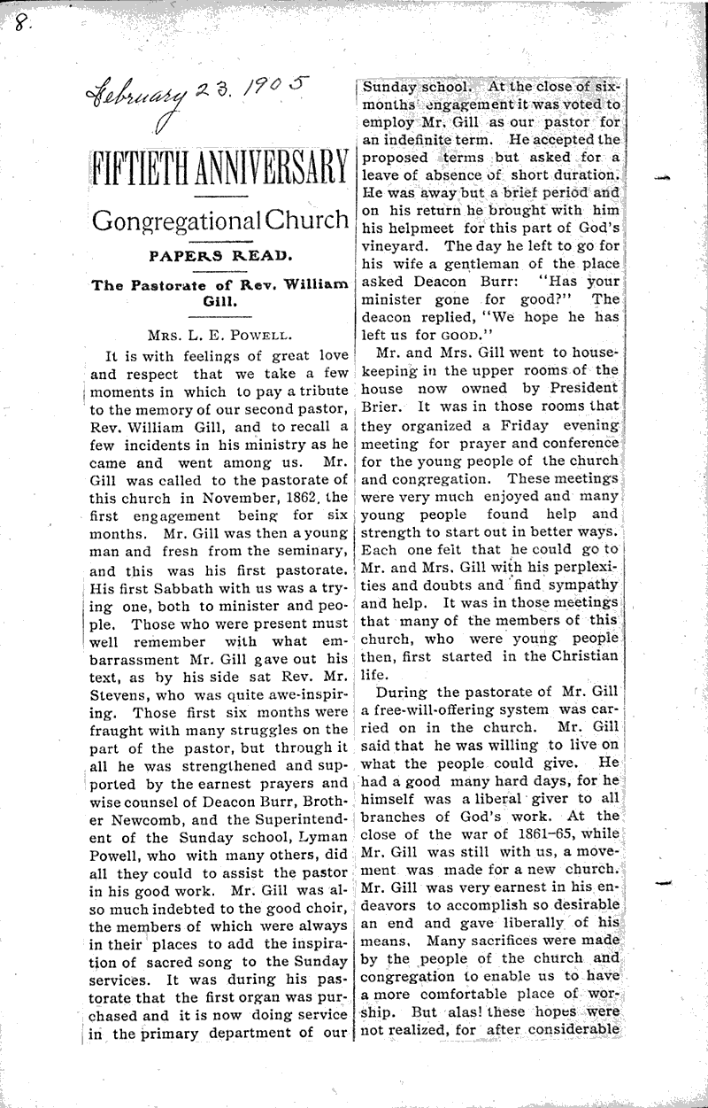  Source: River Falls Journal Topics: Church History Date: 1905-02-09