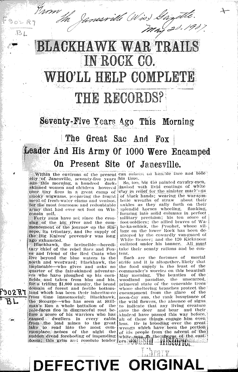  Source: Janesville Gazette Topics: Wars Date: 1907-05-20