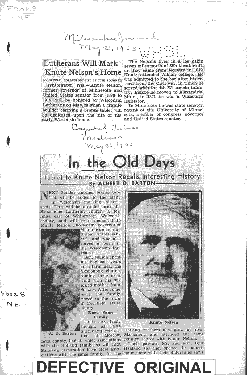  Source: Madison Capital Times Topics: Government and Politics Date: 1933-05-26