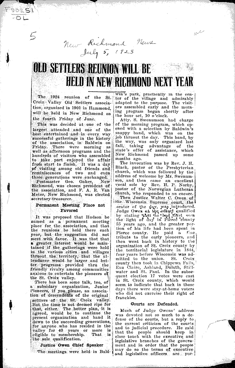  Source: New Richmond News Date: 1923-07-05