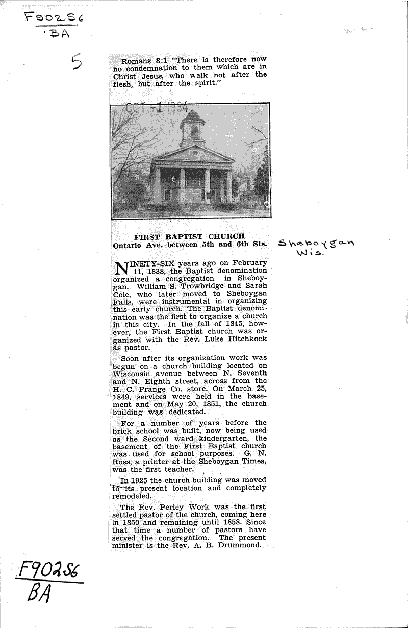  Source: Sheboygan Press Topics: Church History Date: 1928-02-03
