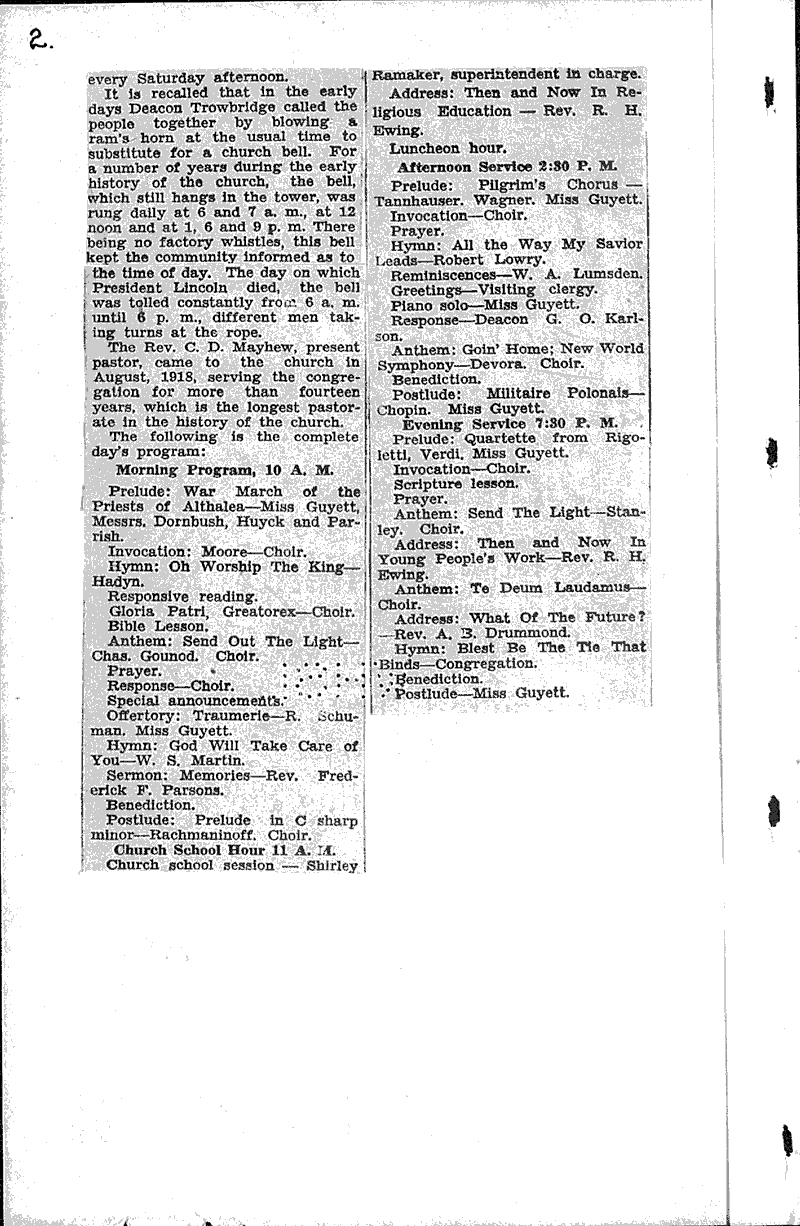  Source: Sheboygan Daily Press Topics: Church History Date: 1933-02-09