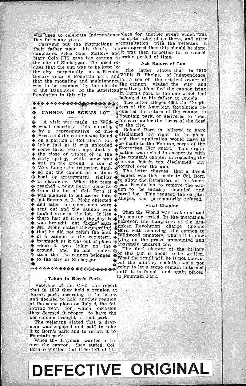  Source: Sheboygan Press Topics: Wars Date: 1921-06-20