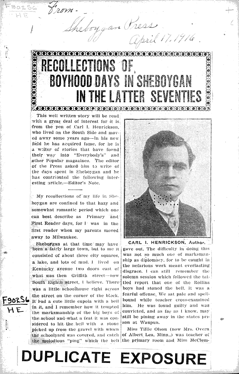  Source: Sheboygan Press Topics: Voyages and Travels Date: 1916-04-17